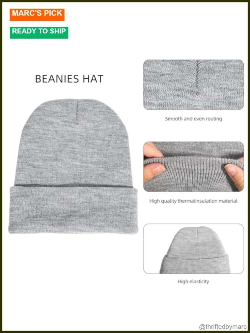Knitted Stretchable Acrylic Beanie Hat Winter Cap One Size